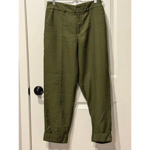Women's A New Day Olive Green stretch cropped cuffed pants Size 8